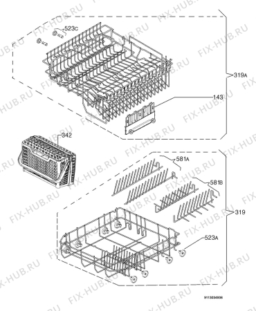 Взрыв-схема посудомоечной машины Atag VA5511ATUU/A08 - Схема узла Basket 160